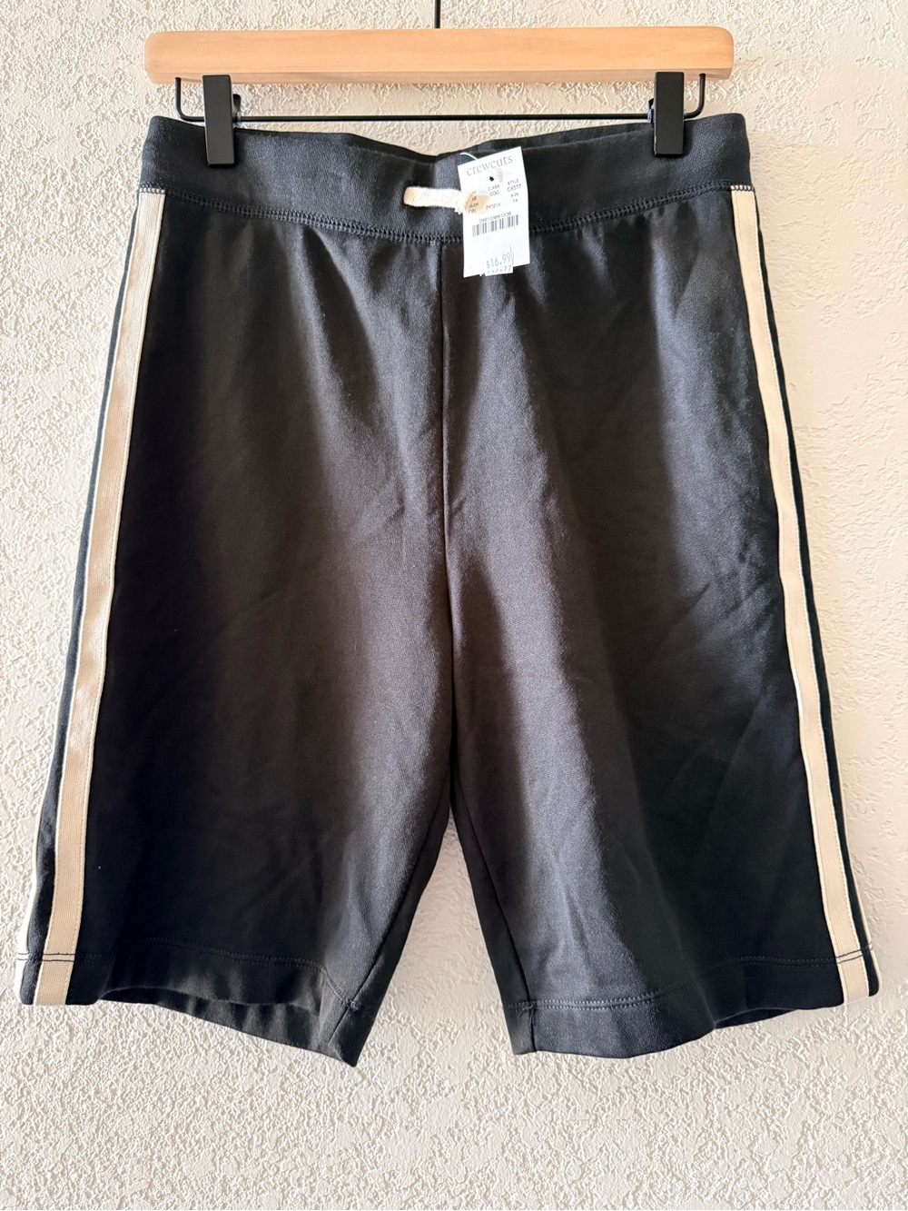 CREWCUTS Boys Kids Black Athletic Athleisure Pocket Drawstring Shorts Sz 14